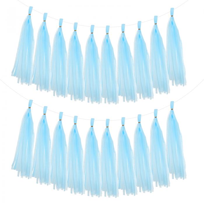 uxcell 20個 タッセルガーランドバナー ストリーマーパーティー装飾用ティッシュペーパー 女性向けバレンタインデー誕生日装飾 ライトブルー 37cm×24...