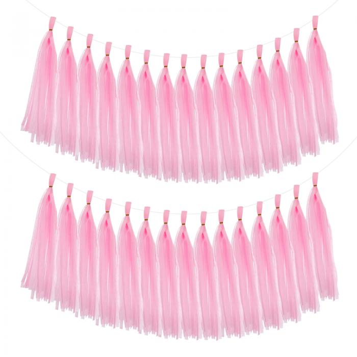 uxcell 40個 タッセルガーランドバナー ティッシュペーパー ストリーマーパーティー装飾 バレンタインデー 女性用バースデー装飾 ピンク色 14.6インチ...
