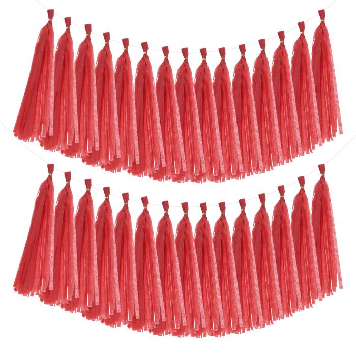 uxcell 40個 タッセルガーランドバナー ティッシュペーパー ストリーマーパーティー装飾 女性向けバレンタインデー誕生日装飾 ロープとタイワイヤー付き(ダ...