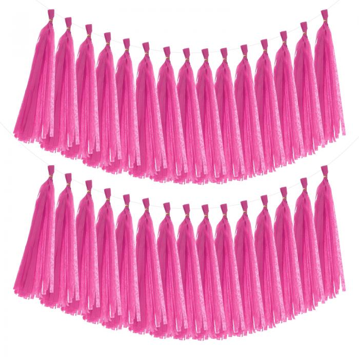 uxcell 40個 タッセルガーランドバナー ティッシュペーパー ストリーマーパーティー装飾 バレンタインデー 女性用バースデー装飾 ローズレッド 37cm×...