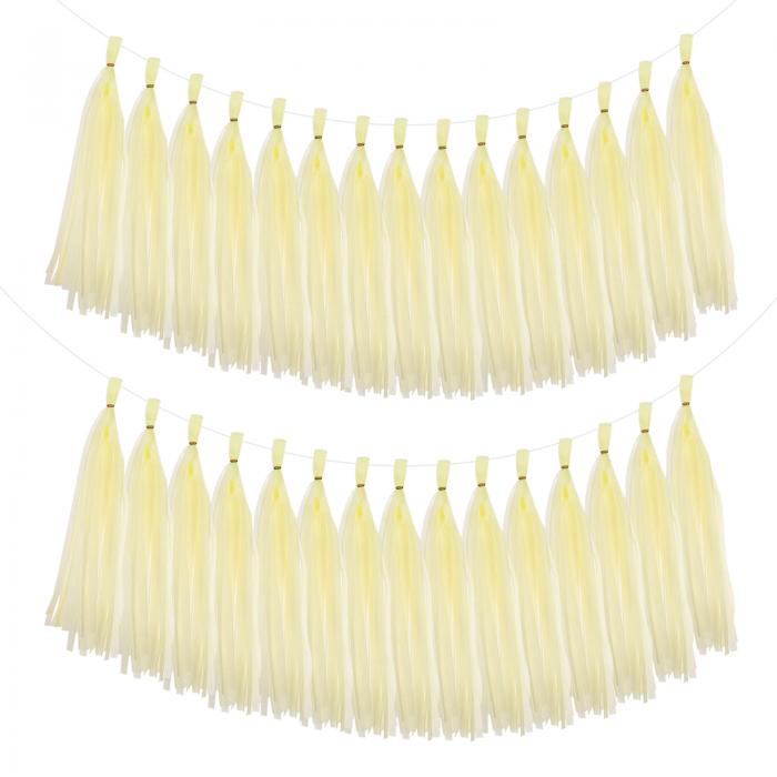 uxcell 40個 タッセルガーランドバナー ストリーマーパーティー装飾用ティッシュペーパー バレンタインデー 女性用バースデー装飾 クリームホワイト 14....