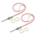 uxcell 編み込みネックストラップ 2個 15.4インチ レザー ハンドメイド キーチェーン ストラップ IDバッジホルダー ストラップ クラッチ 携帯電話 キーチェーン 財布 ハンドバッグ アクセサリー ピンク