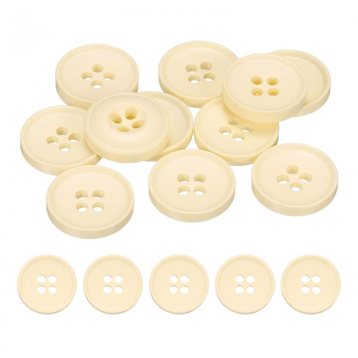 uxcell 10個のボタン18mm（0.71インチ）4つの穴樹脂丸型クラフト用交換ボタン、衣類DIYクラフト装飾用、オートミールホワイト