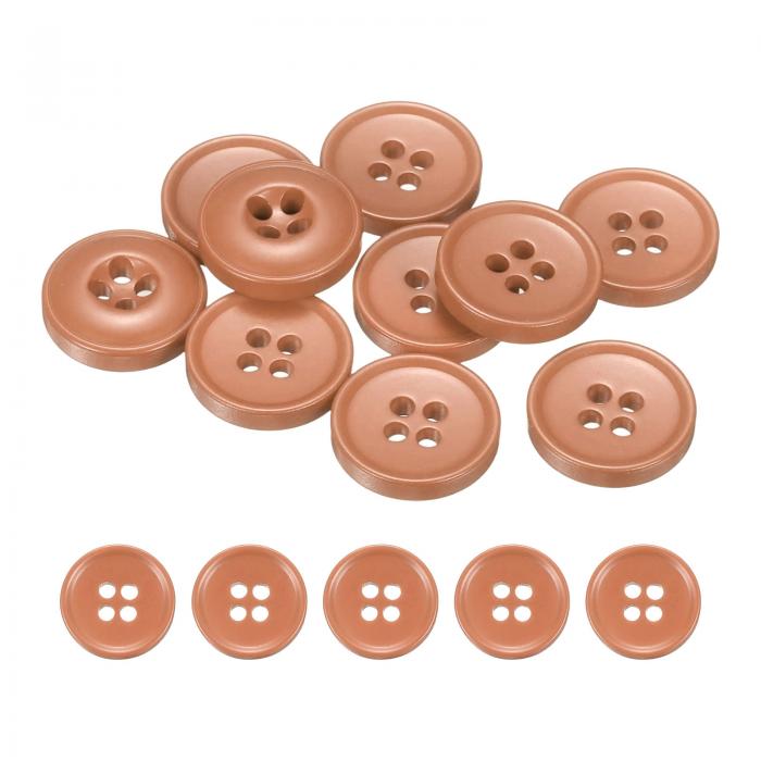 uxcell 15mm（0.59インチ）4穴レジン丸型クラフト用交換ボタン10個セット、ウォームピンク