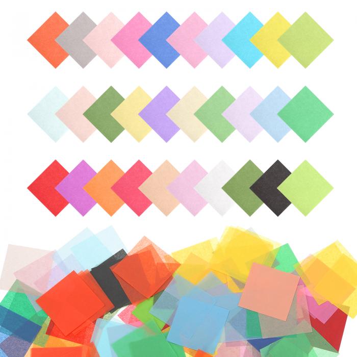 uxcell 1800個 カラー ティッシュ ペーパー スクエア 1x1" 30色 アソーテッド カラー ブリーディング ..