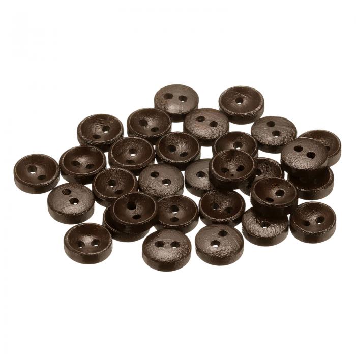 uxcell 30個16L木製ボタン3/8インチ(10mm) 2穴木製丸いクラフト交換ボタン衣類DIYクラフト装飾、深い茶色