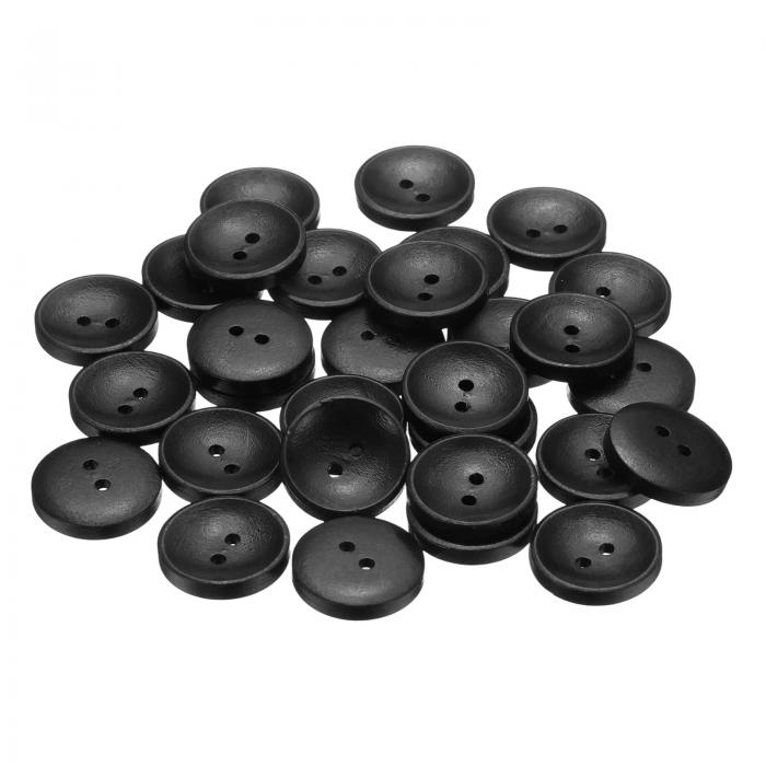 uxcell 30個32L木製ボタン4/5インチ(20mm) 2穴木製丸型クラフト交換ボタン衣類DIYクラフト装飾用、黒