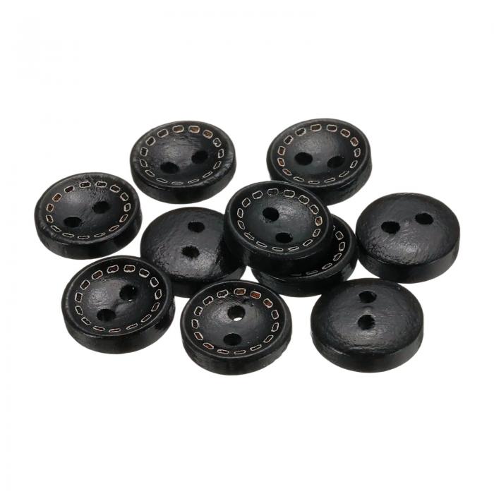 uxcell 10個18Lの木製ボタン15/32インチ(11mm) 2穴木製丸いクラフト交換ボタン、洋服枕DIYクラフト装飾..