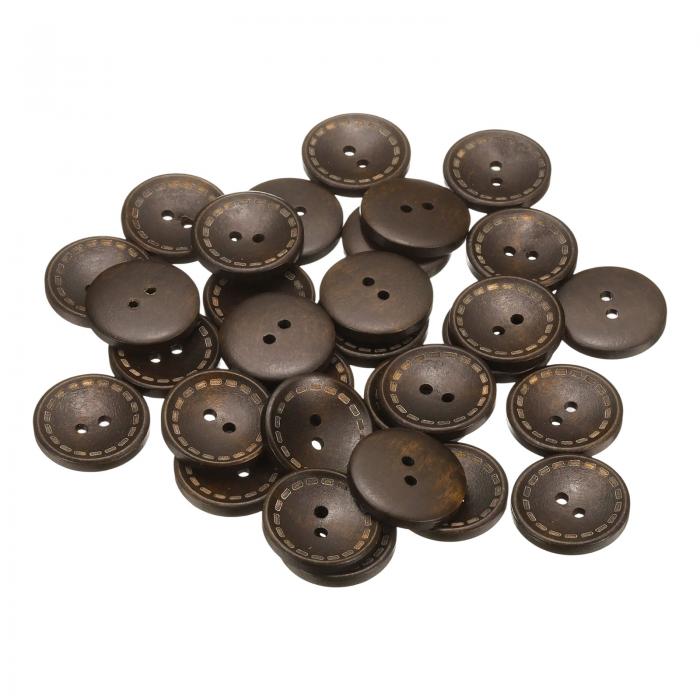 uxcell 30個40L木製ボタン1インチ（25mm）2穴木製丸型クラフト交換ボタン、洋服枕DIYクラフト装飾用、深茶色