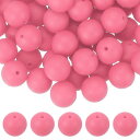 uxcell 60個 シリコンビーズ 15mm 丸いフォーカルビーズ キーチェーン ブレスレット ネックレス ペン作り DIYクラフト用 あめカラーバルクローズビーズ つや消しピンク