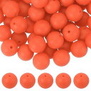 uxcell 60個 シリコンビーズ 15mm 丸いフォーカルビーズ キーチェーン ブレスレット ネックレス ペン作り DIYクラフト用 カラフルなビーズ オレンジ