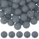 uxcell 60個 シリコンビーズ 15mm 丸いフォーカルビーズ キーチェーン ブレスレット ネックレス ペン作り DIYクラフト用 あめカラーバルクローズビーズ グレー