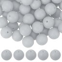 uxcell 60個 シリコンビーズ 15mm 丸いフォーカルビーズ キーチェーン ブレスレット ネックレス ペン作り DIYクラフト用 あめカラーバルクローズビーズ ライトグレー