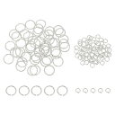 uxcell 100個の4mmオープンジャンプリングと12mmエンボスジャンプリングキット、ブレスレットネックレスペンダント宝石キーチェーンDIYクラフトメイキング用クローズドOリングコネクタ、シルバー