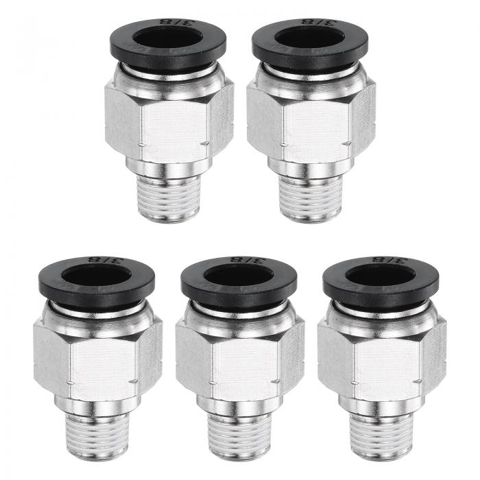 uxcell 5個のプッシュ・トゥ・コネクト・フィッティング 3/8" チューブ OD x 1/8" N PT スレッド メー..