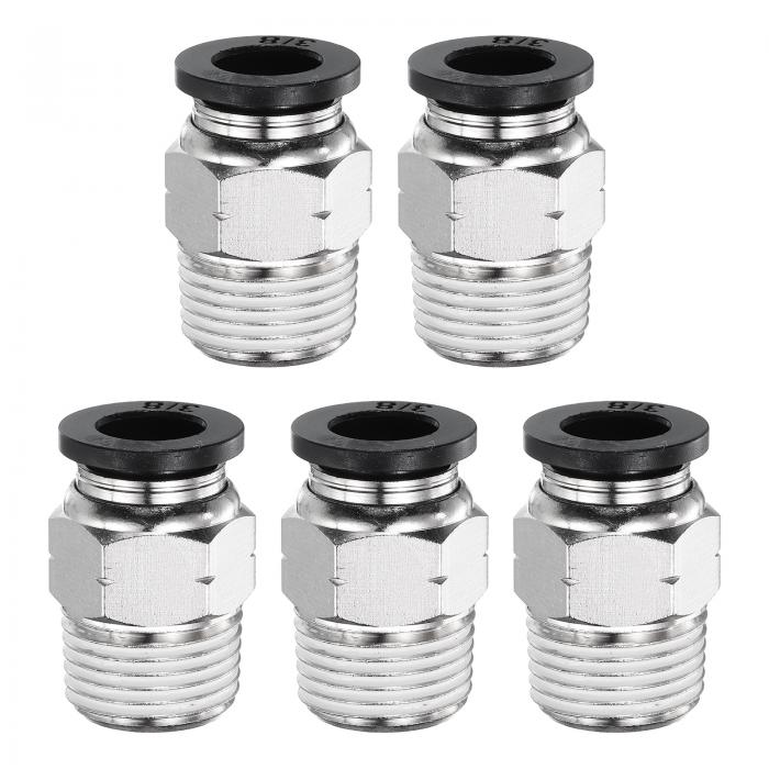 uxcell 5個のプッシュ・トゥ・コネクト・フィッティング 3/8" チューブ OD x 3/8" N PT スレッド メー..