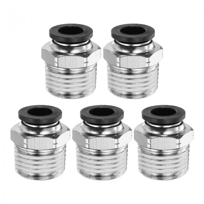 uxcell 5個のプッシュ・トゥ・コネクト・フィッティング 3/8" チューブ OD x 1/2" N PT スレッド メー..
