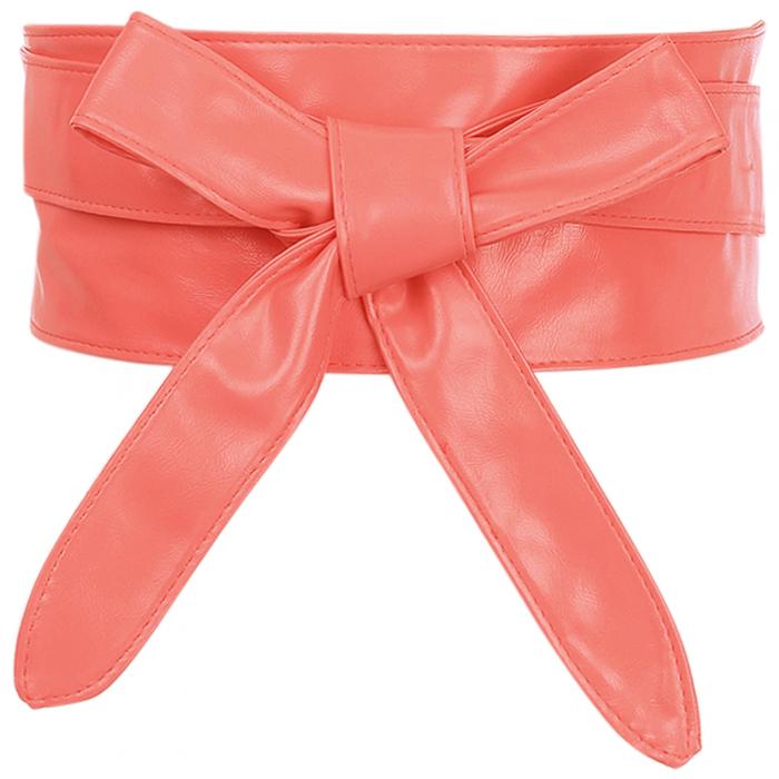 uxcell サッシュベルト フェイクレザー 幅広 太ベルト 蝶ネクタイ ウエスト リボン レディース スイ カ..