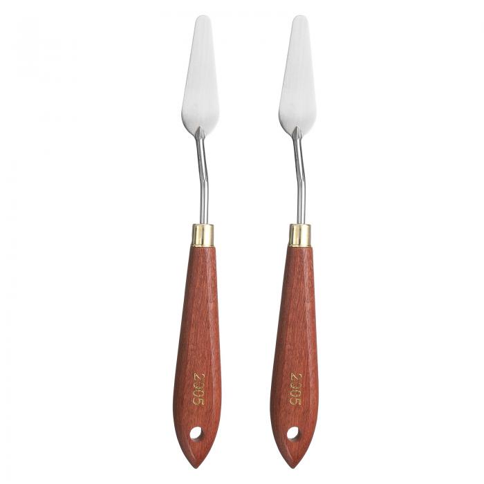 uxcell 2個 パレットナイフ ペインティングツール 2.17" x 0.67" ステンレススチール ティアドロップブ..