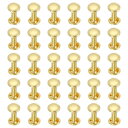 uxcell 50セット ダブルキャップレザーリベット 6x10mm 丸いキャップメタルスタッズリベット レザークラフト修理DIY財布ベルトバッグ靴用 金色