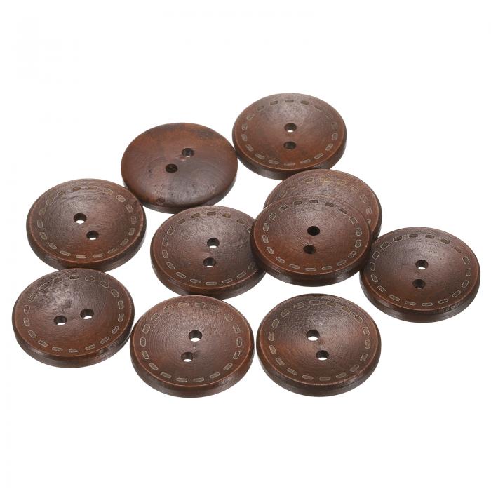 uxcell 10個 44L 木製ボタン 1-1/8インチ(28mm) 2穴 木製丸型クラフト交換ボタン 縫製 衣類 枕 DIY クラフト デコレーション 中褐色