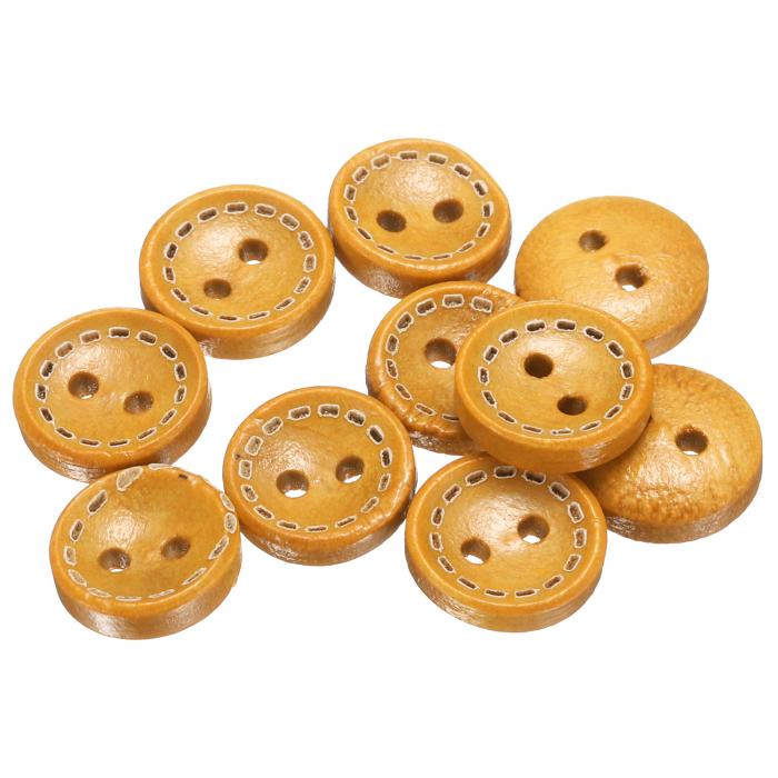 uxcell 10個18L木製ボタン15/32インチ(11mm) 2穴 木製丸いクラフト交換ボタン 縫製衣類 枕 DIYクラフト装飾 オレンジ
