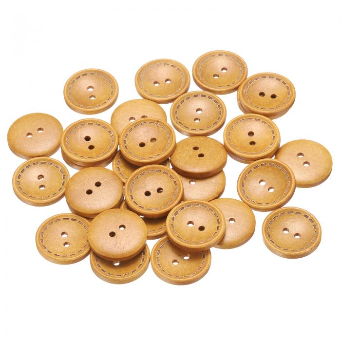 uxcell 30個40L木製ボタン1インチ（25mm）2穴木製丸いクラフト交換ボタン、洋服枕DIYクラフト装飾用、オレンジ
