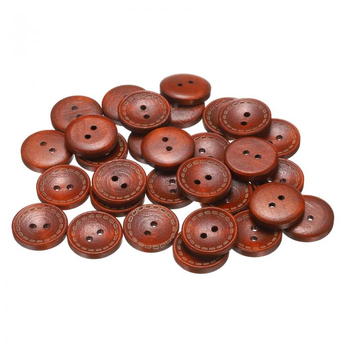 uxcell 30個 32L 木製ボタン 4/5インチ(20mm) 2穴 木製丸いクラフト交換ボタン 縫製 衣類 枕 DIY クラフト デコレーション 赤茶色
