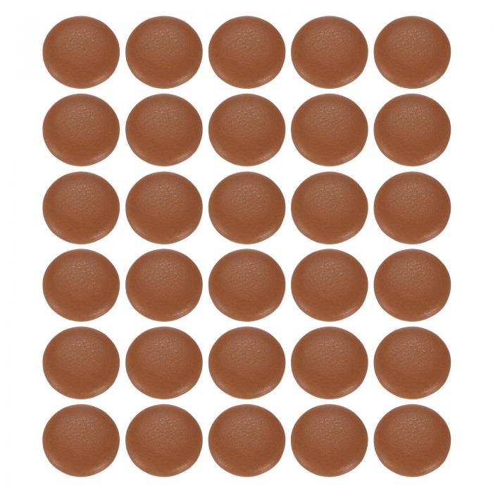 uxcell 30個のPUレザー製カバーボタン18mm（28L）直径丸型プラスチックシャンククラフト交換用ボタン、衣類装飾DIYアクセサリー、ライト茶色