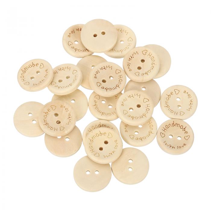 uxcell 50個 2穴クラフトボタン 20mm 手作り木製交換用丸いボタン 衣類装飾 DIYアクセサリー、イエロー