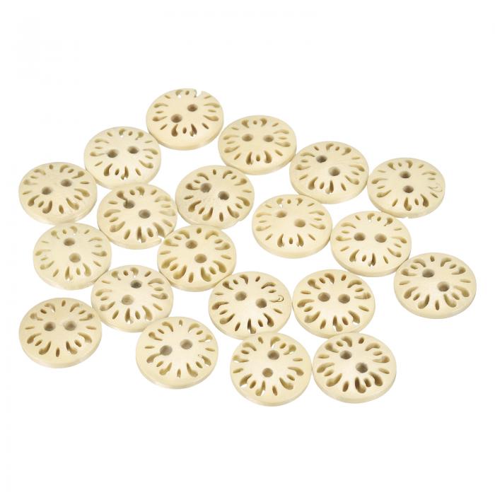 uxcell 20個 2穴 花型 手作り木製 交換用メント ラウンド ボタン 15mm 衣類装飾 DIY アクセサリー、木の色