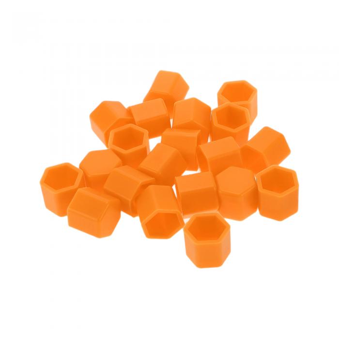 VekAuto ホイールナットボルト19mmリムタイヤナットネジダストキャップカバーナット保護シリコンオレン..