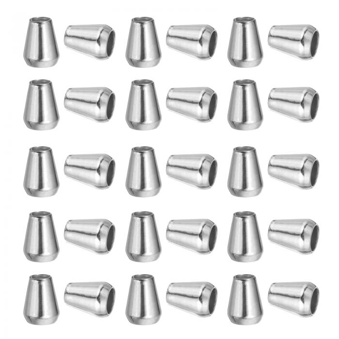 PATIKIL メタルコードストッパー 30個入り 円錐形 穴径約4-8mm 金属製コードロック 交換 補修用 靴ひも..