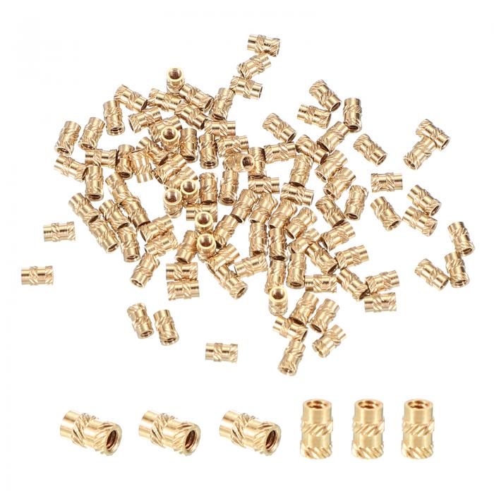 PATIKIL インサートナット M1.7x4 mm 埋め込みナット ネジ変換アダプター 家具 木工 DIY ジョイント 接合 補修用 真鍮製 100個