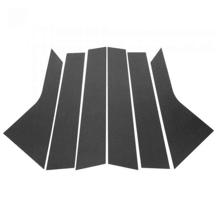 VekAuto Cadillacに対応XT5 2017-2023用6個入りドアピラーウィンドウトリム カーボンファイバーパターンブラック フロントリア左右 アンチスクラッチステッカーピラーポストカバー