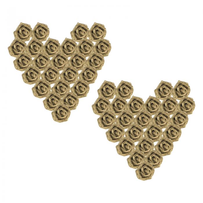 PATIKIL グリッターロー ズ、50個のフォーム人工花ローズヘッド、リアルな見た目のフェイクフラワー、D..