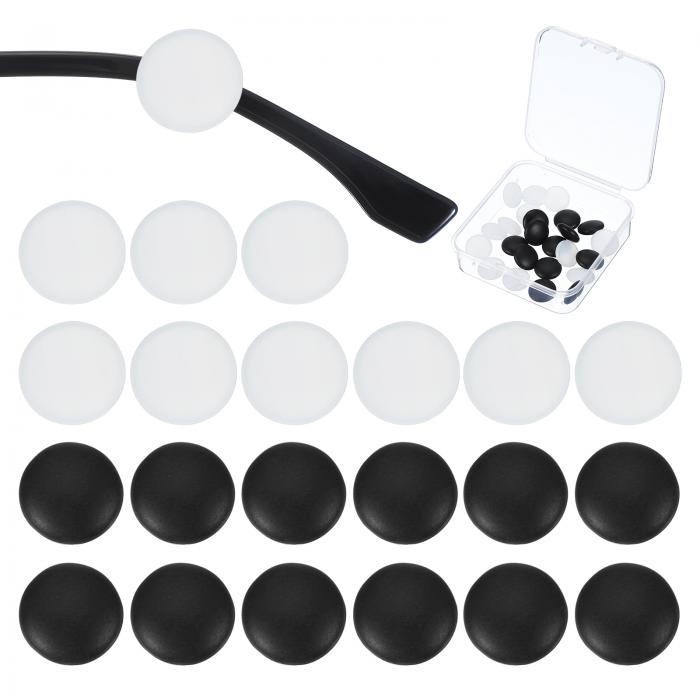 PATIKIL メガネ ズレ防止リング チョコレート豆形12ペア メガネずれ落ち防止 めがね固定リング 滑り止め めがねストッパ 黒/ホワイト