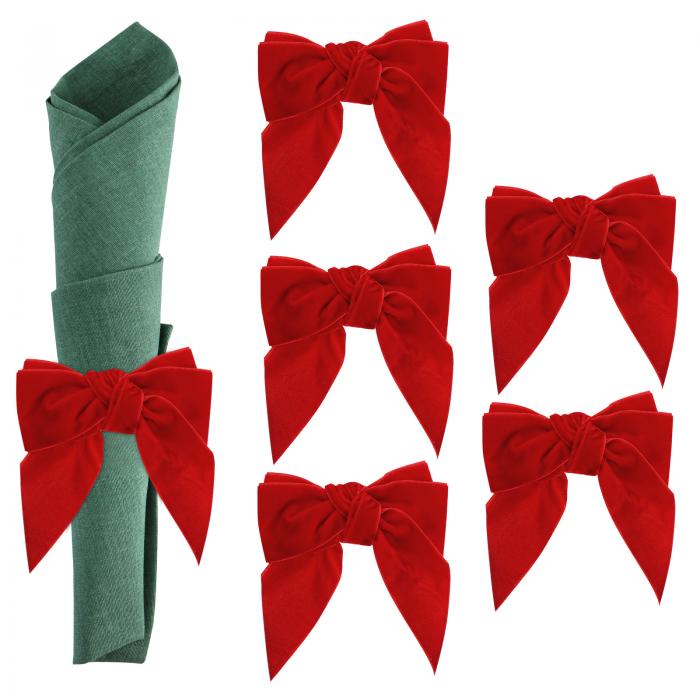 PATIKIL ナプ キンリングボウ 6個 ベルベットナプ キンホルダーリング ホリデーサービエットディナーウ..