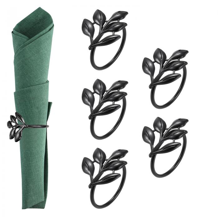 PATIKIL ナプ キンリングホルダー 6個 リーフナプ キンホルダーリング ホリデーサービエットディナーウ..