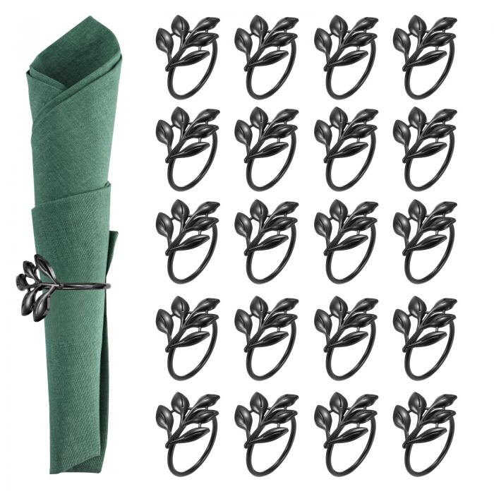 PATIKIL ナプ キンリングホルダー 24個 リーフナプ キンホルダーリング ホリデーサービエットディナー..