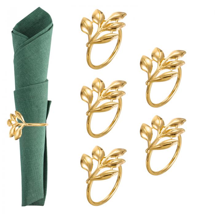 PATIKIL ナプ キンリングホルダー 6個 リーフナプ キンホルダーリング ホリデーサービエットディナーウ..