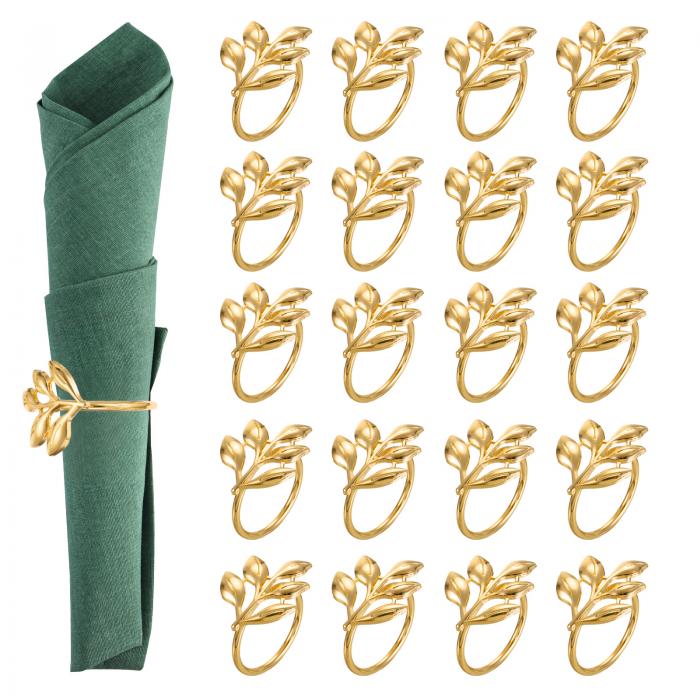 PATIKIL ナプ キンリングホルダー 24個 リーフナプ キンホルダーリング ホリデーサービエットディナー..