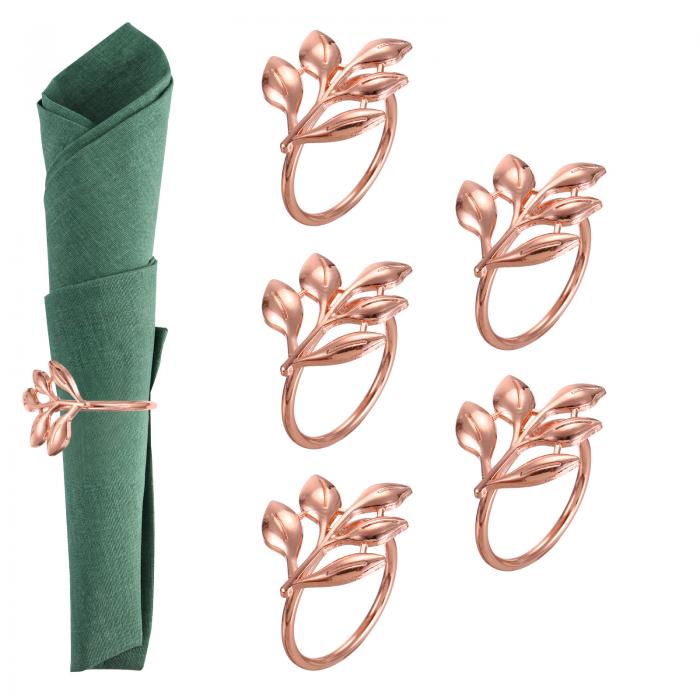 PATIKIL ナプ キンリングホルダー 6個 リーフナプ キンホルダーリング ホリデーサービエットディナーウ..
