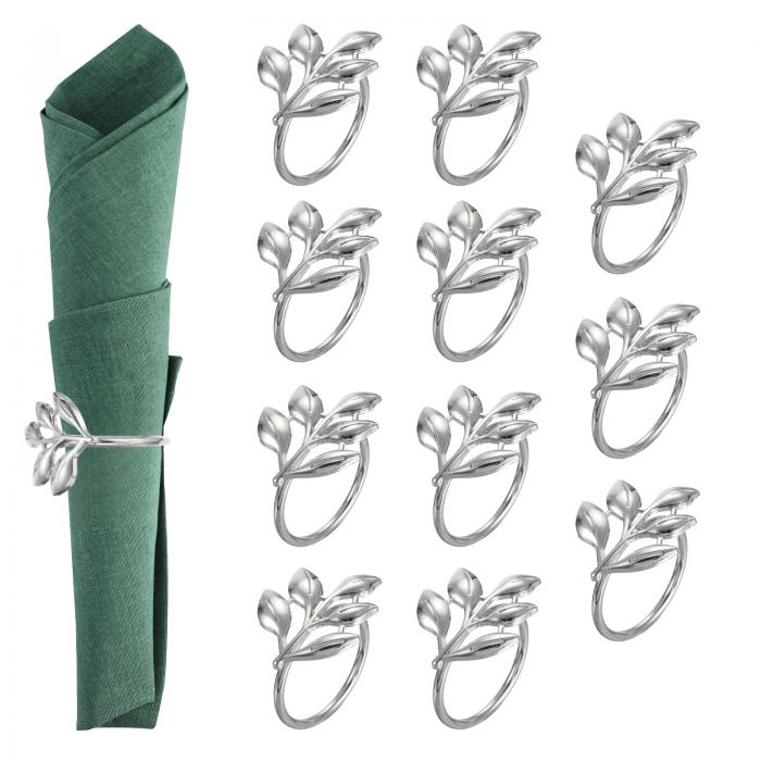 PATIKIL ナプ キンリングホルダー 12個 リーフナプ キンホルダーリング ホリデーサービエットディナー..