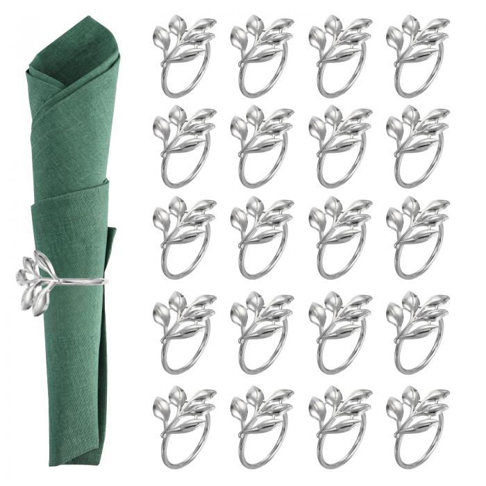 PATIKIL ナプ キンリングホルダー 24個 リーフナプ キンホルダーリング ホリデーサービエットディナー..