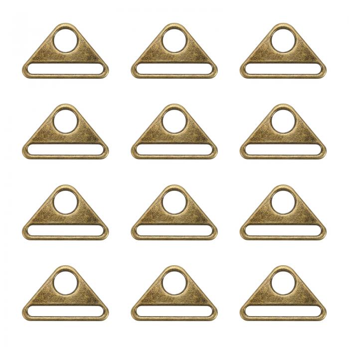 PATIKIL 三角バックル調整金具 12個2インチ亜鉛合金三角Dリング付きバースイベルクリップ タグクリップバッグストラップウェビング製造 ブロンズトーン