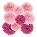 PATIKIL 20/24/30 cm ティッシュポンポンフラワー 18個 ペーパーフラワーボール 結婚式 誕生日 卒業式 文化祭 パーティー バックドロップ装飾 ピンクトーン