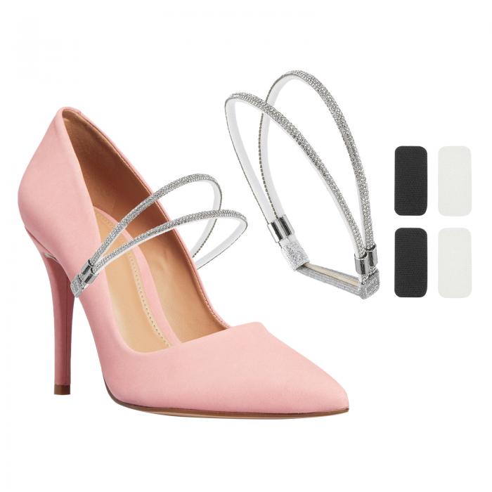 PATIKIL エラスティックハイヒールシューストラップ、ハイヒール用2ペアのラインストーンシューレース..