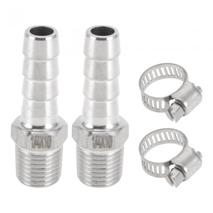 Hihaha ホースバーブフィッティング、2つのクランプ付きメススレッド圧縮フィッティング、空気、水、油、ガス、燃料用ステンレス鋼25/64