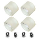PATIKIL 70mm スケートボードホイール 1 セット 78A 硬度 ストリートホイール PU フラッシュ クルーザーホイール 高弾性 608RS ベアリング付き スケートボード交換用 透明ホワイト